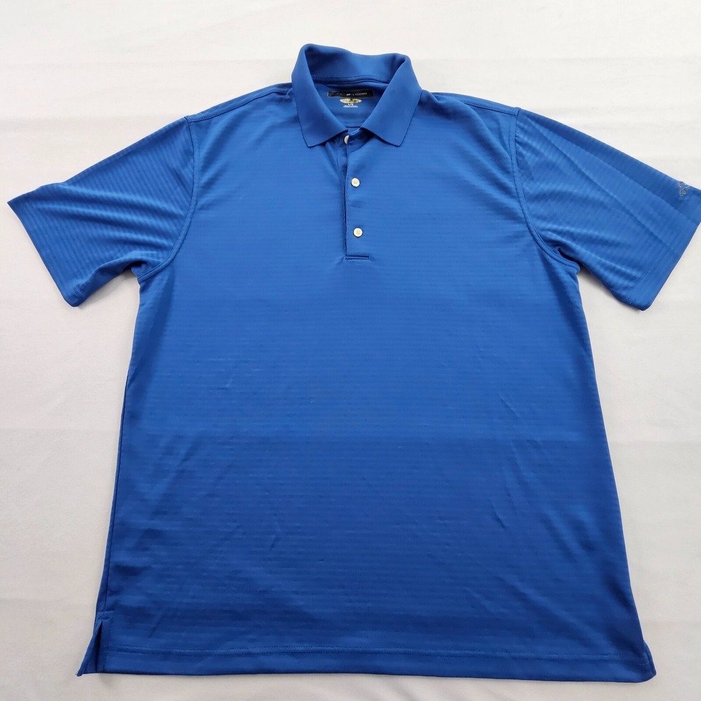 Greg Norman Golf Play Dry Blue Short Sleeve Performance Polo Shirt Men's L